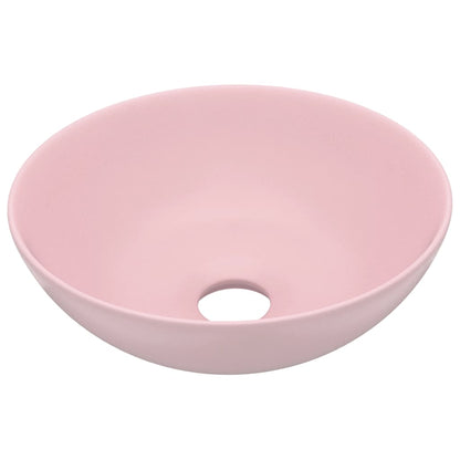 vidaXL Bathroom Sink Ceramic Matt Pink Round