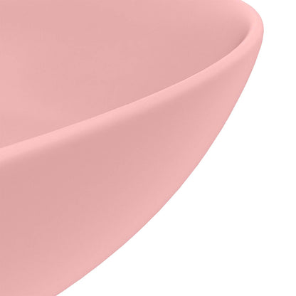 146977 vidaXL Bathroom Sink Ceramic Matt Pink Round