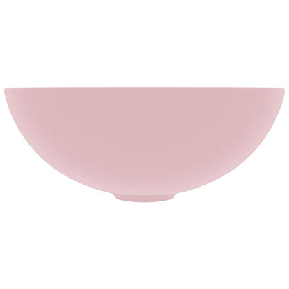 vidaXL Bathroom Sink Ceramic Matt Pink Round