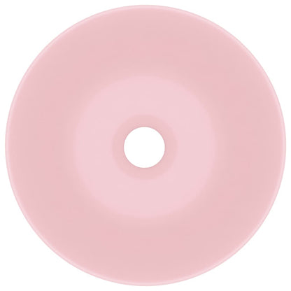 vidaXL Bathroom Sink Ceramic Matt Pink Round