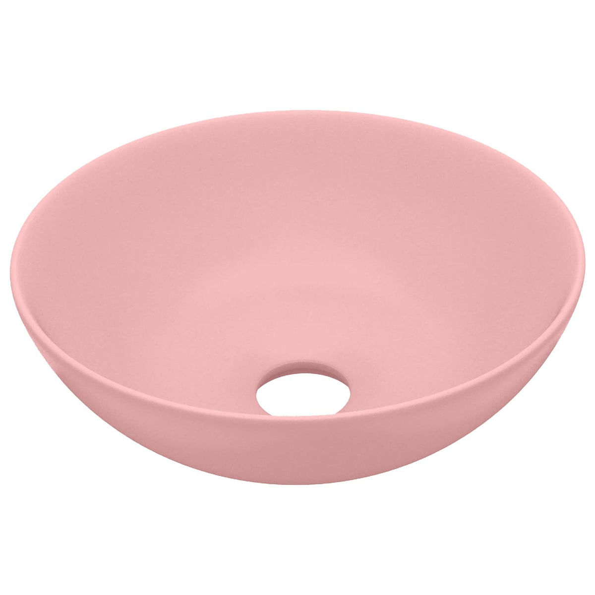 146977 vidaXL Bathroom Sink Ceramic Matt Pink Round