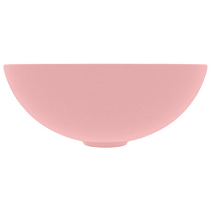 146977 vidaXL Bathroom Sink Ceramic Matt Pink Round