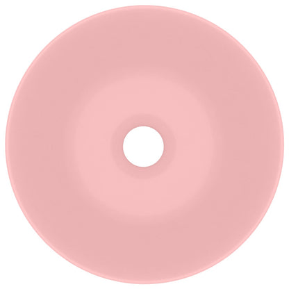 146977 vidaXL Bathroom Sink Ceramic Matt Pink Round