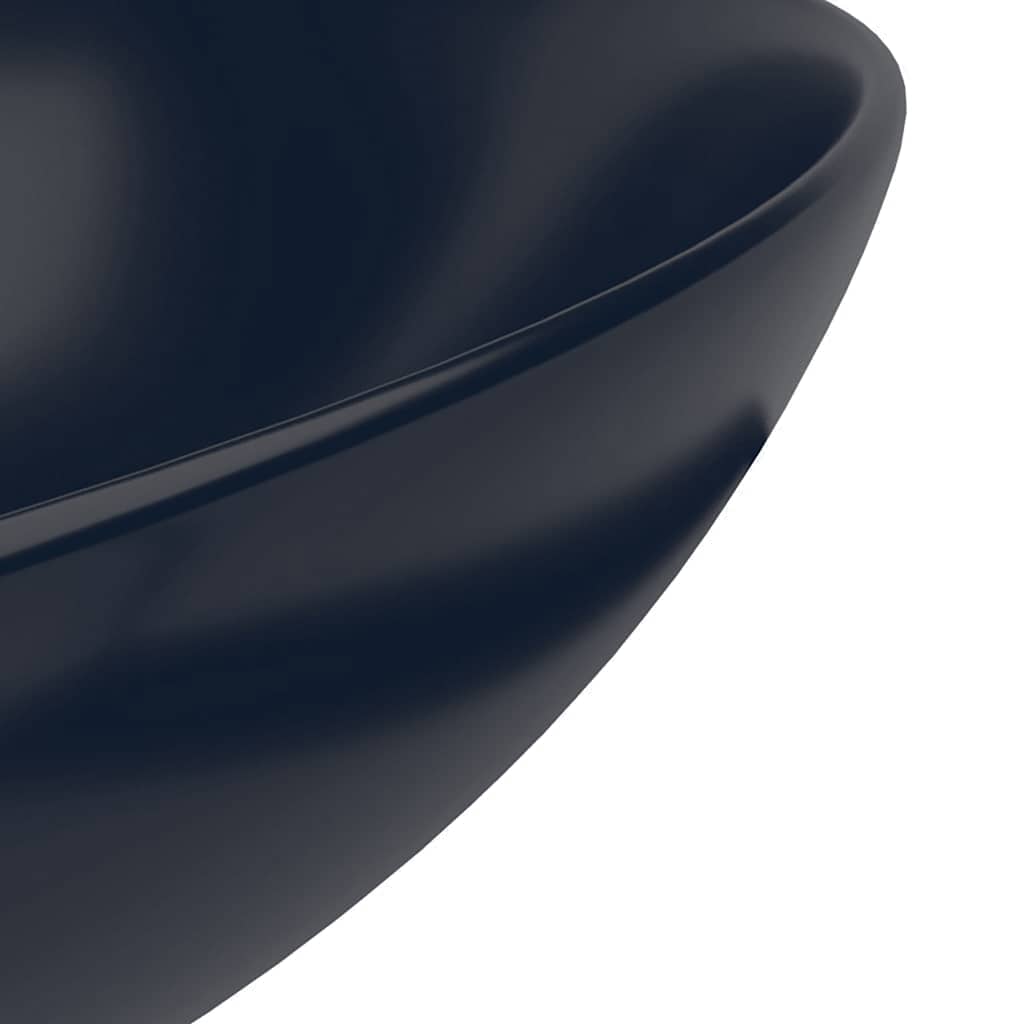 vidaXL Bathroom Sink Ceramic Dark Blue Round