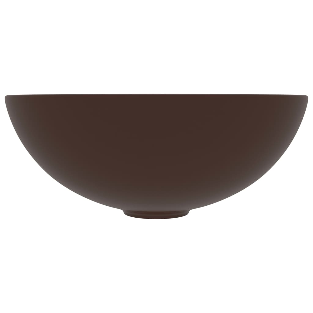 vidaXL Bathroom Sink Ceramic Dark Brown Round