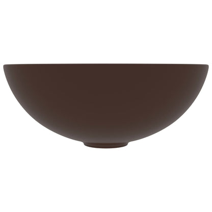 vidaXL Bathroom Sink Ceramic Dark Brown Round