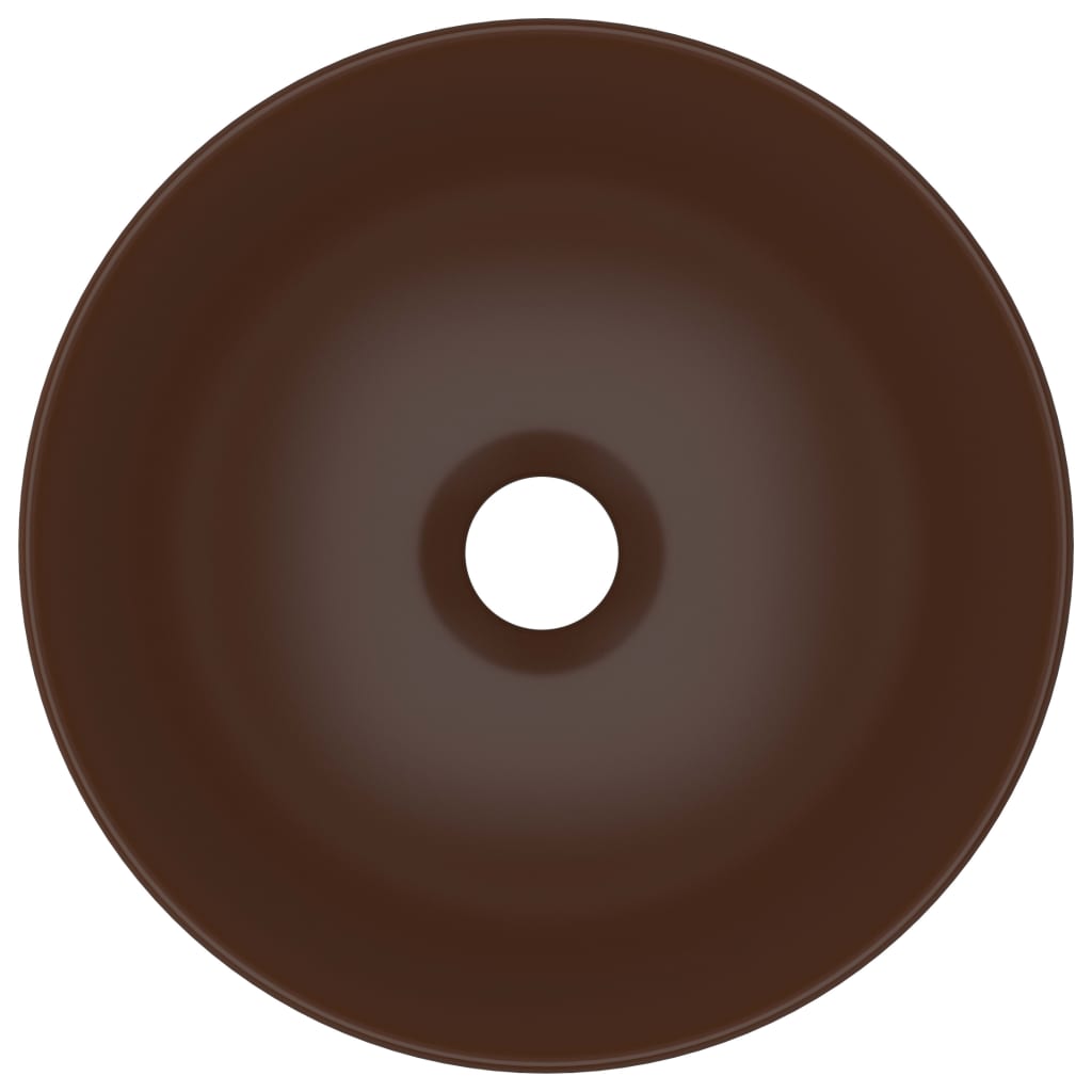 vidaXL Bathroom Sink Ceramic Dark Brown Round