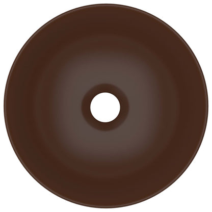 vidaXL Bathroom Sink Ceramic Dark Brown Round