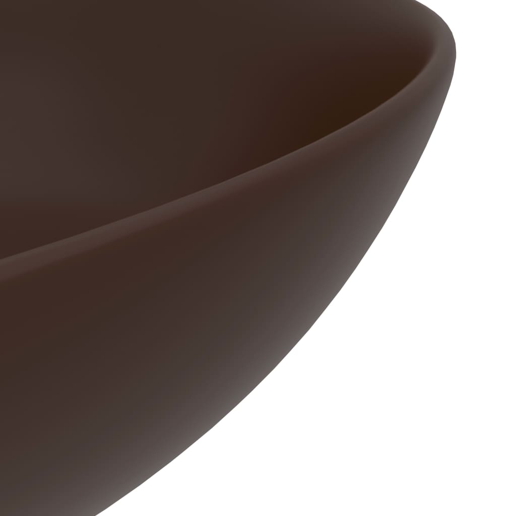 vidaXL Bathroom Sink Ceramic Dark Brown Round