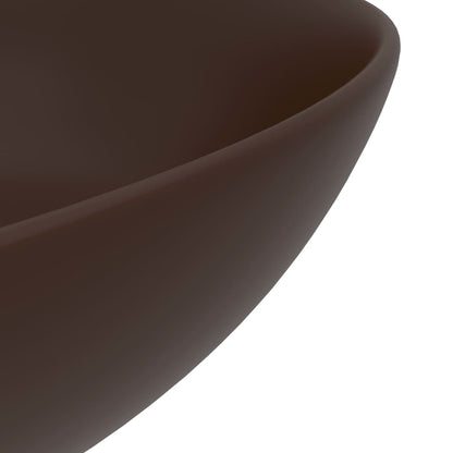 vidaXL Bathroom Sink Ceramic Dark Brown Round