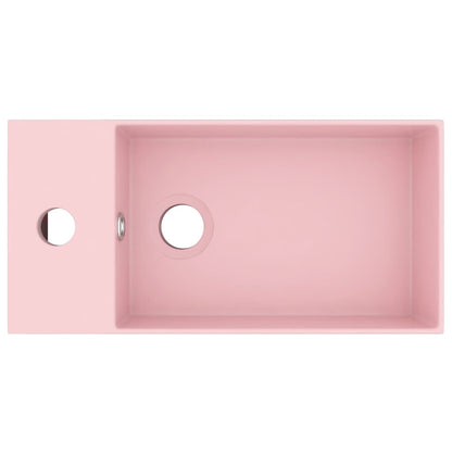 vidaXL Bathroom Sink with Overflow Ceramic Matt Pink