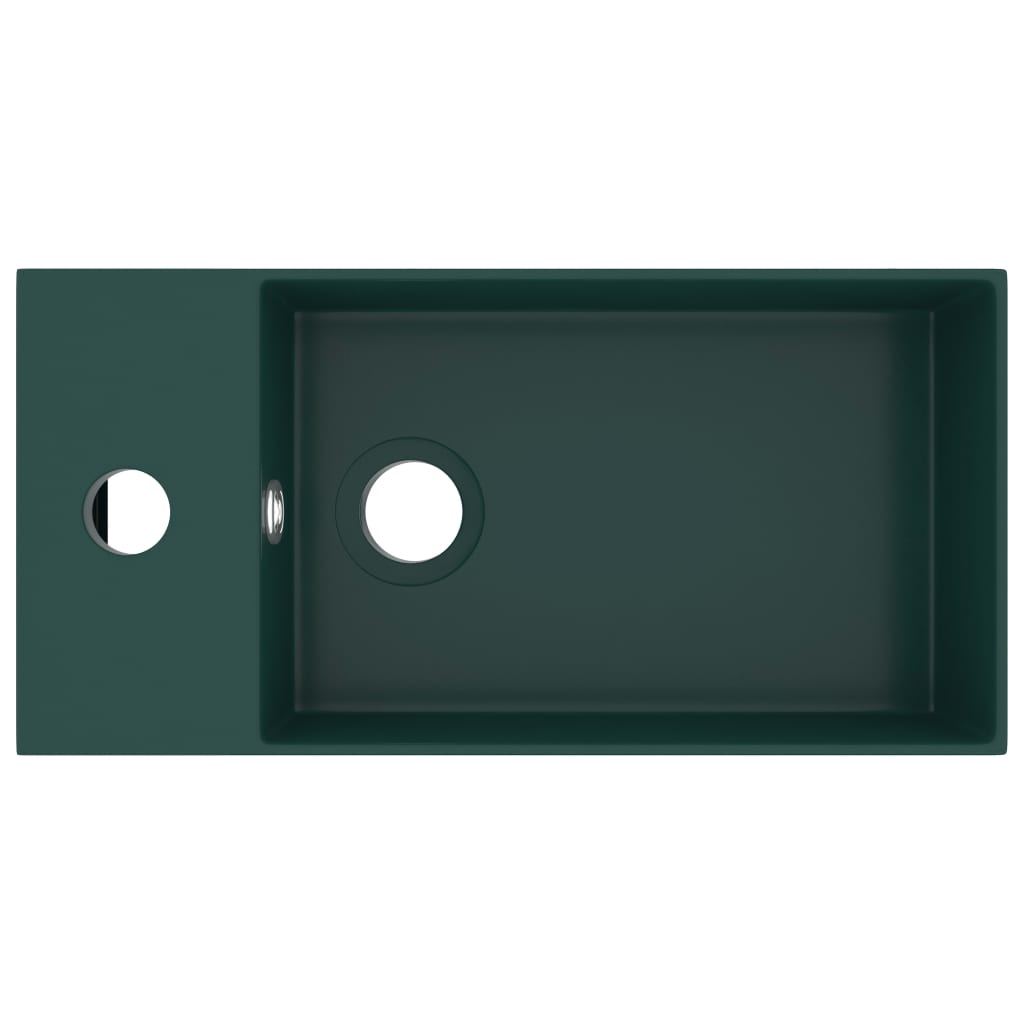 vidaXL Bathroom Sink with Overflow Ceramic Dark Green
