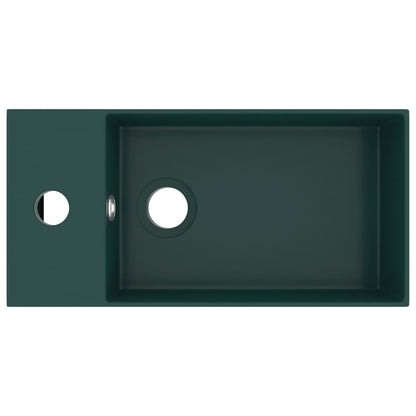 vidaXL Bathroom Sink with Overflow Ceramic Dark Green