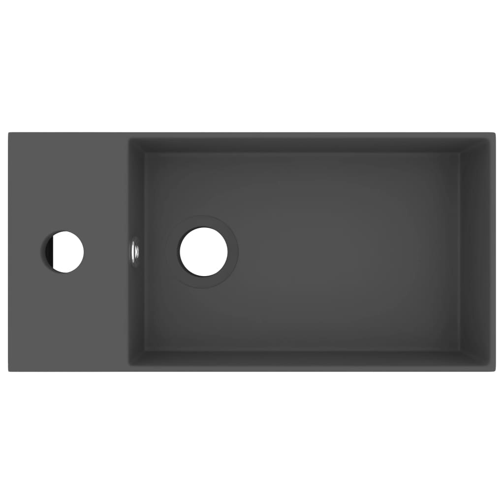 vidaXL Bathroom Sink with Overflow Ceramic Dark Grey