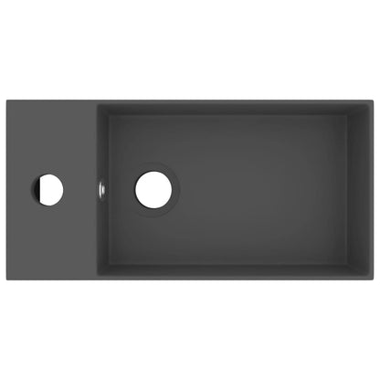 vidaXL Bathroom Sink with Overflow Ceramic Dark Grey