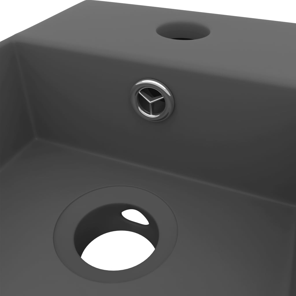 vidaXL Bathroom Sink with Overflow Ceramic Dark Grey