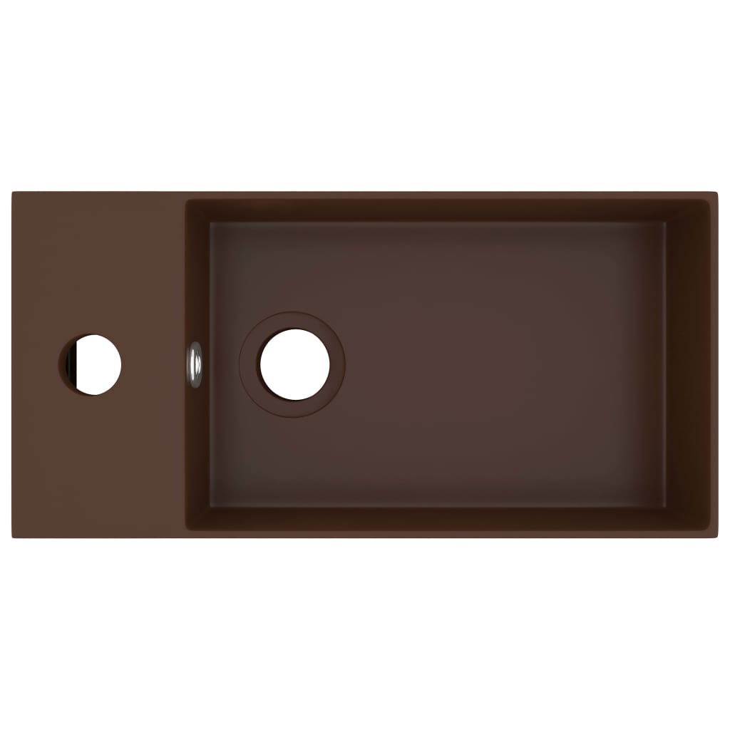 vidaXL Bathroom Sink with Overflow Ceramic Dark Brown