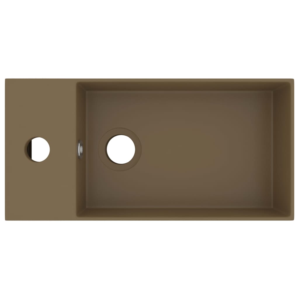 vidaXL Bathroom Sink with Overflow Ceramic Matt Cream