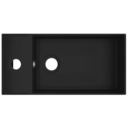 vidaXL Bathroom Sink with Overflow Ceramic Matt Black
