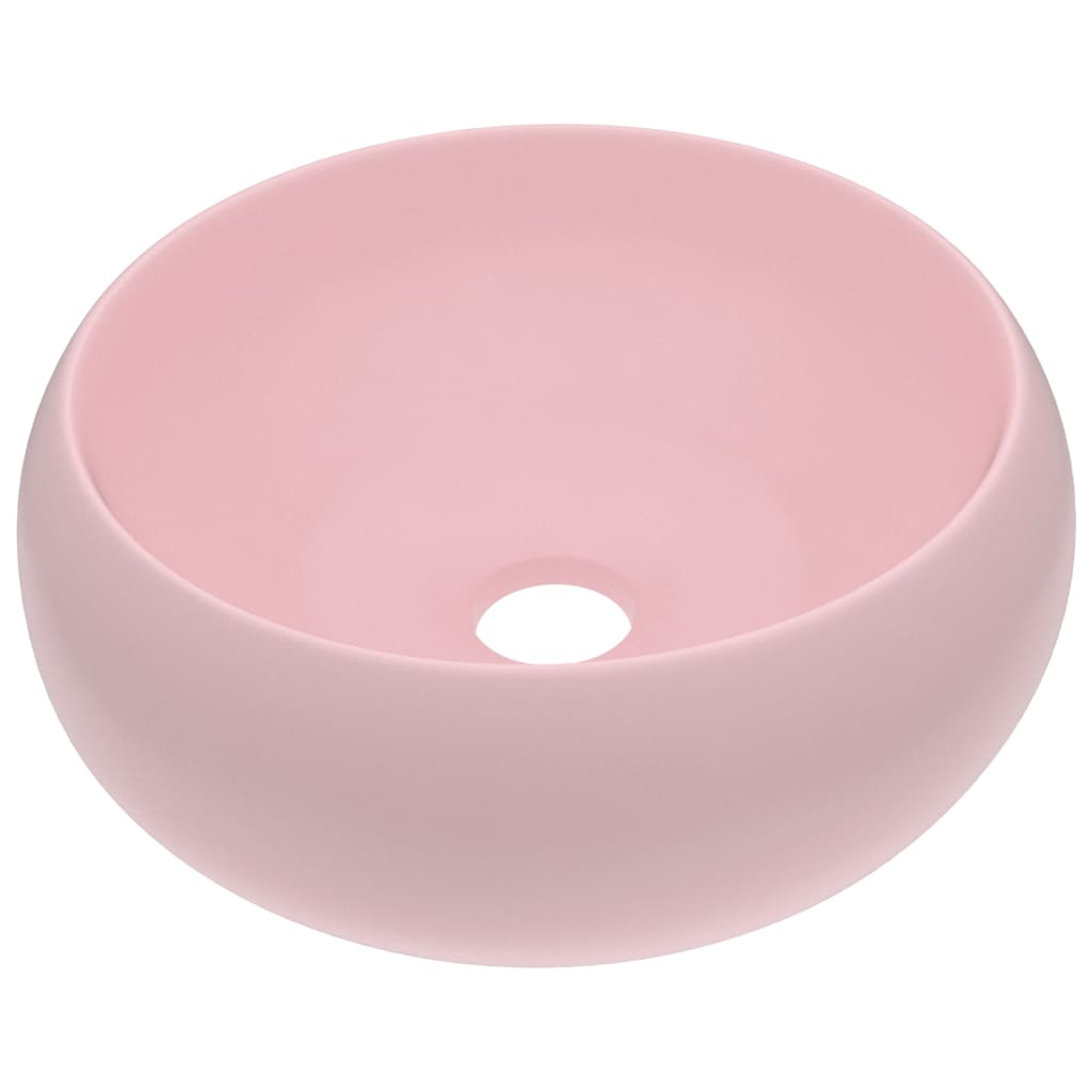 vidaXL Luxury Wash Basin Round Matt Pink 40x15 cm Ceramic