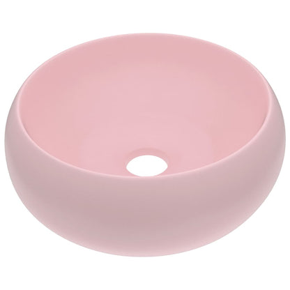 vidaXL Luxury Wash Basin Round Matt Pink 40x15 cm Ceramic