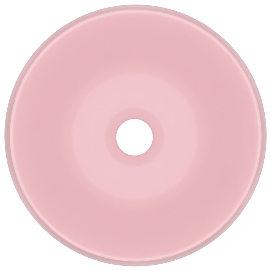 vidaXL Luxury Wash Basin Round Matt Pink 40x15 cm Ceramic