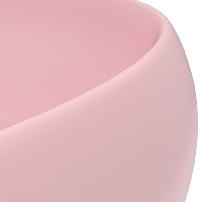 vidaXL Luxury Wash Basin Round Matt Pink 40x15 cm Ceramic