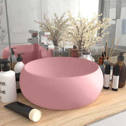 146999 vidaXL Luxury Wash Basin Round Matt Pink 40x15 cm Ceramic