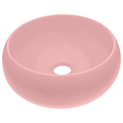 146999 vidaXL Luxury Wash Basin Round Matt Pink 40x15 cm Ceramic