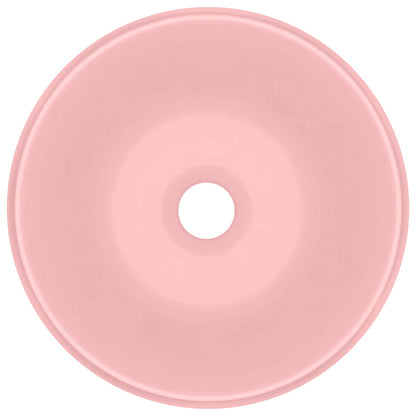 146999 vidaXL Luxury Wash Basin Round Matt Pink 40x15 cm Ceramic