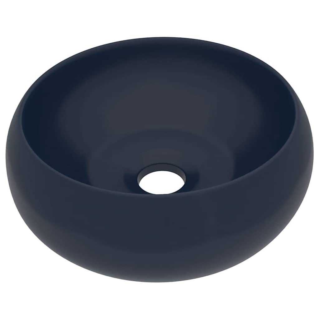 147001 vidaXL Luxury Wash Basin Round Matt Dark Blue 40x15 cm Ceramic