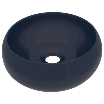 147001 vidaXL Luxury Wash Basin Round Matt Dark Blue 40x15 cm Ceramic