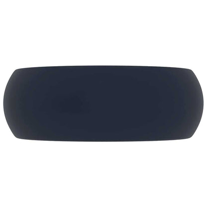 vidaXL Luxury Wash Basin Round Matt Dark Blue 40x15 cm Ceramic