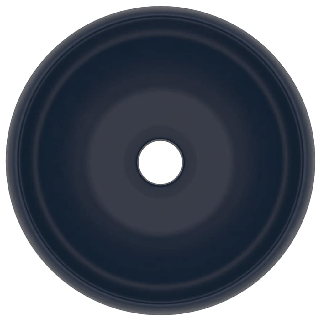 147001 vidaXL Luxury Wash Basin Round Matt Dark Blue 40x15 cm Ceramic