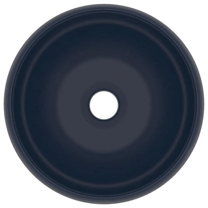 147001 vidaXL Luxury Wash Basin Round Matt Dark Blue 40x15 cm Ceramic