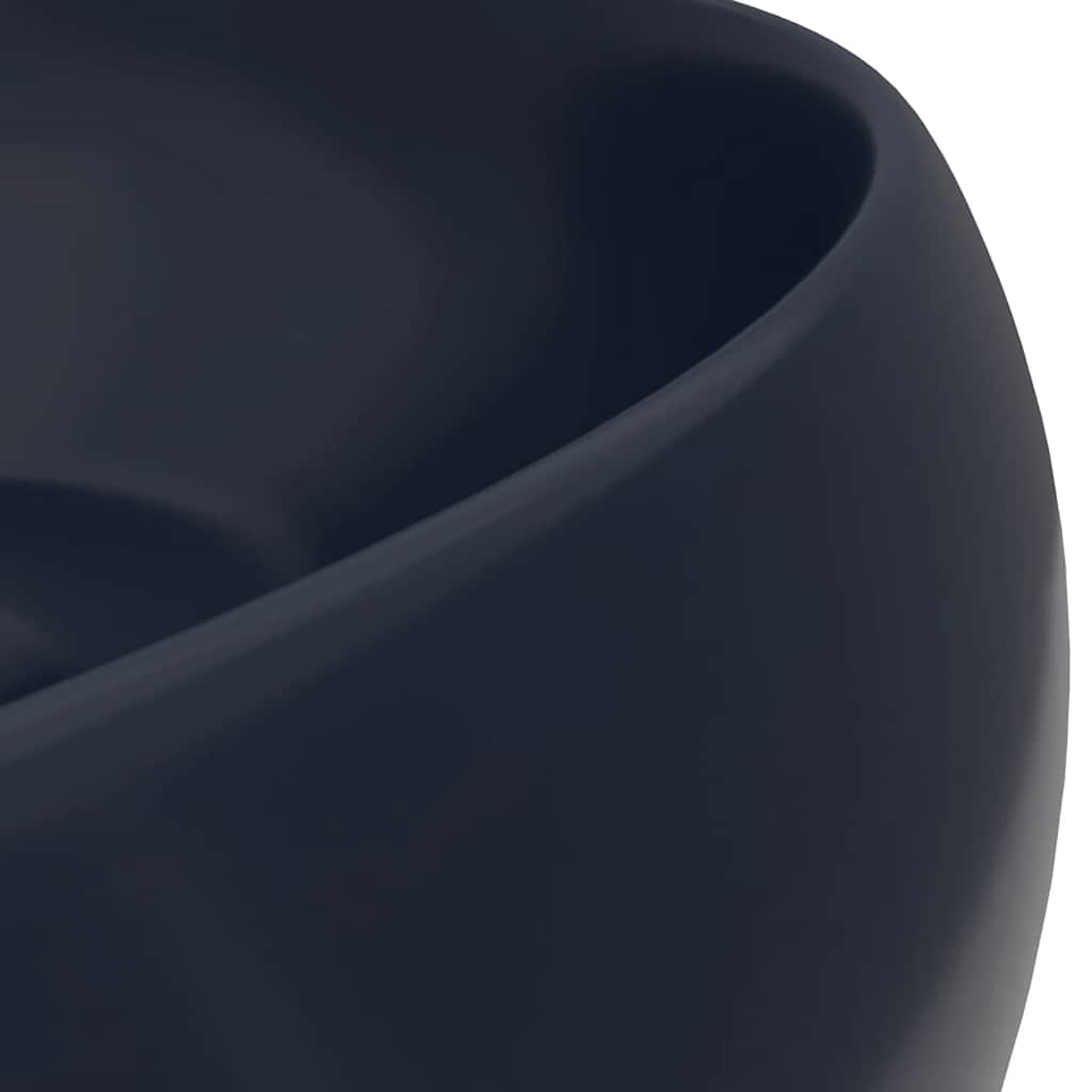 147001 vidaXL Luxury Wash Basin Round Matt Dark Blue 40x15 cm Ceramic