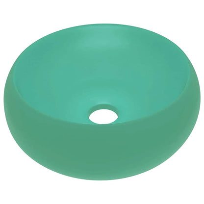 147002 vidaXL Luxury Wash Basin Round Matt Light Green 40x15 cm Ceramic