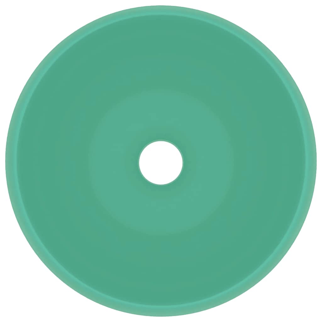147002 vidaXL Luxury Wash Basin Round Matt Light Green 40x15 cm Ceramic