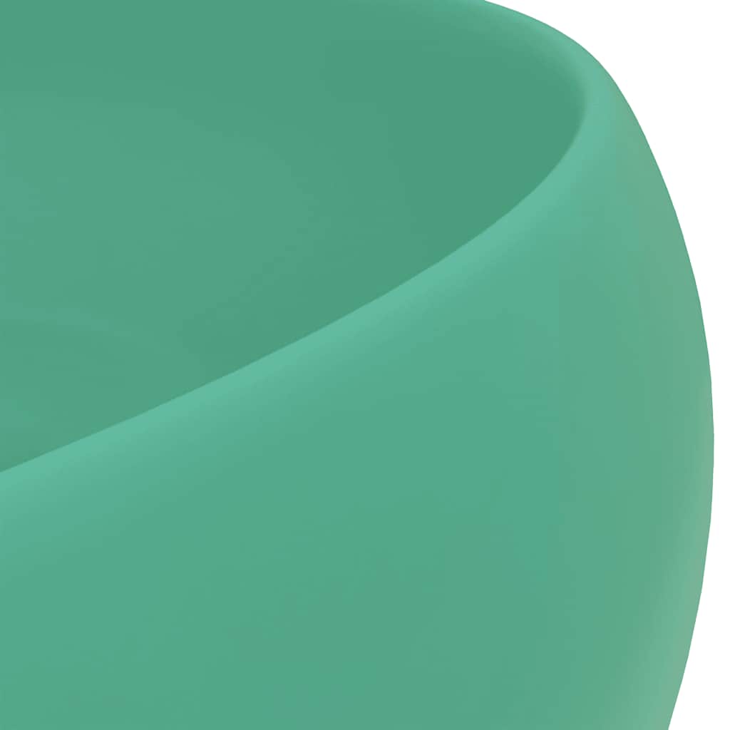 147002 vidaXL Luxury Wash Basin Round Matt Light Green 40x15 cm Ceramic