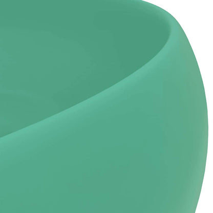 147002 vidaXL Luxury Wash Basin Round Matt Light Green 40x15 cm Ceramic