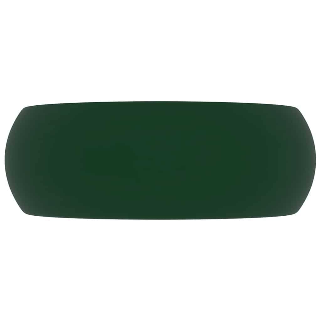 vidaXL Luxury Wash Basin Round Matt Dark Green 40x15 cm Ceramic
