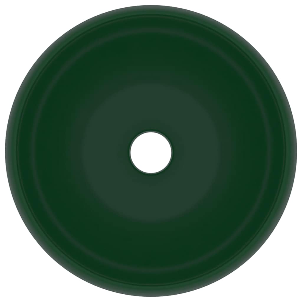 vidaXL Luxury Wash Basin Round Matt Dark Green 40x15 cm Ceramic