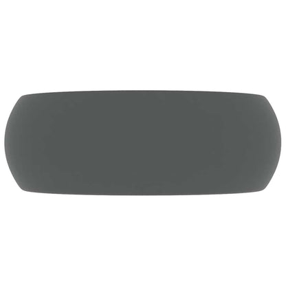 vidaXL Luxury Wash Basin Round Matt Dark Grey 40x15 cm Ceramic