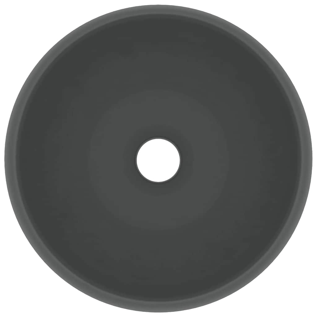 vidaXL Luxury Wash Basin Round Matt Dark Grey 40x15 cm Ceramic