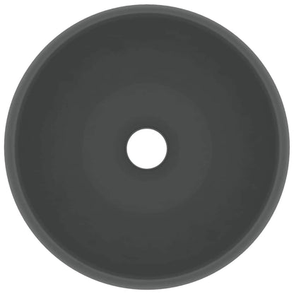 vidaXL Luxury Wash Basin Round Matt Dark Grey 40x15 cm Ceramic