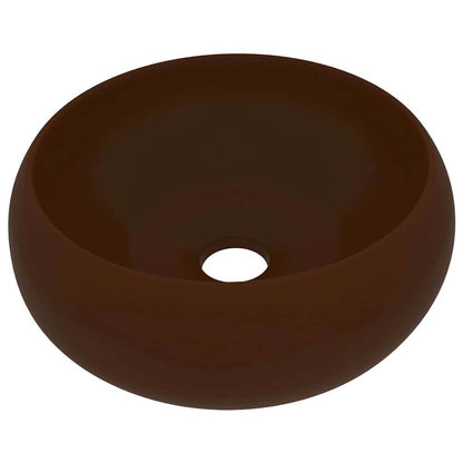 147006 vidaXL Luxury Wash Basin Round Matt Dark Brown 40x15 cm Ceramic