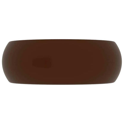 vidaXL Luxury Wash Basin Round Matt Dark Brown 40x15 cm Ceramic