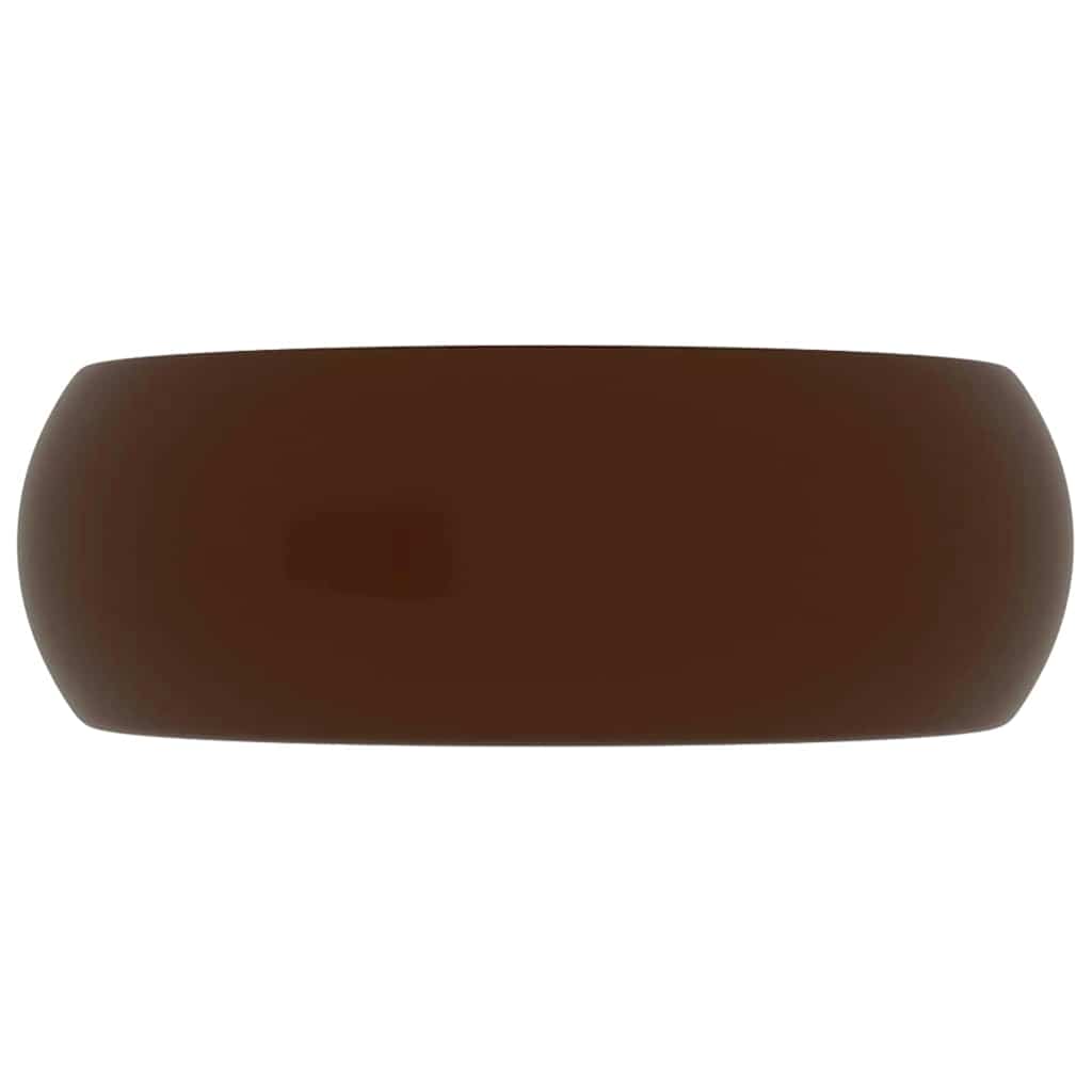 147006 vidaXL Luxury Wash Basin Round Matt Dark Brown 40x15 cm Ceramic