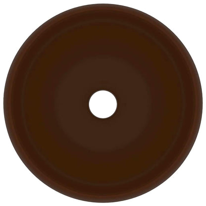 vidaXL Luxury Wash Basin Round Matt Dark Brown 40x15 cm Ceramic