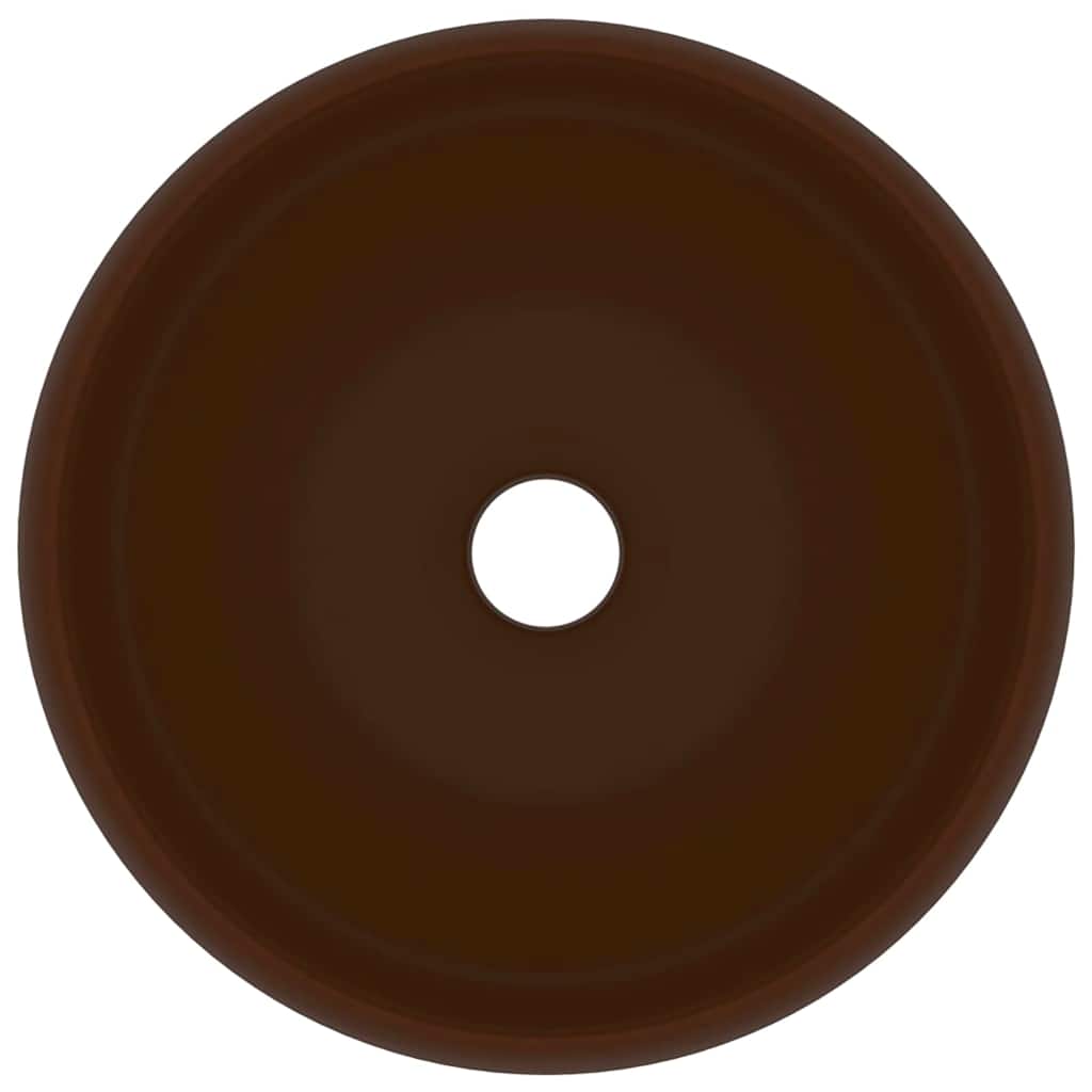 147006 vidaXL Luxury Wash Basin Round Matt Dark Brown 40x15 cm Ceramic